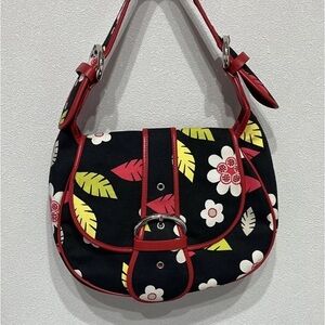 Moschino Black and Red Floral Shoulder Bag